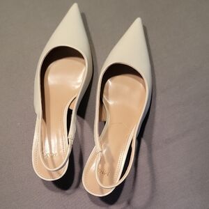 Mango Cream Pointed Slingback Heels